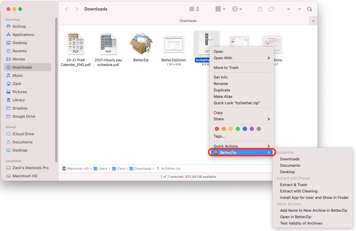 open and compress with queue betterzip