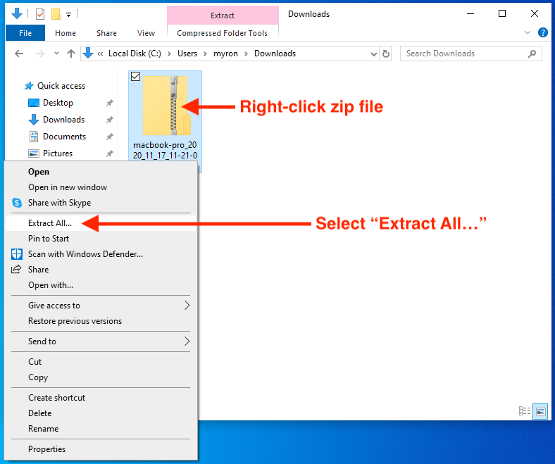 Unzip a zip file in Windows – Backblaze Help