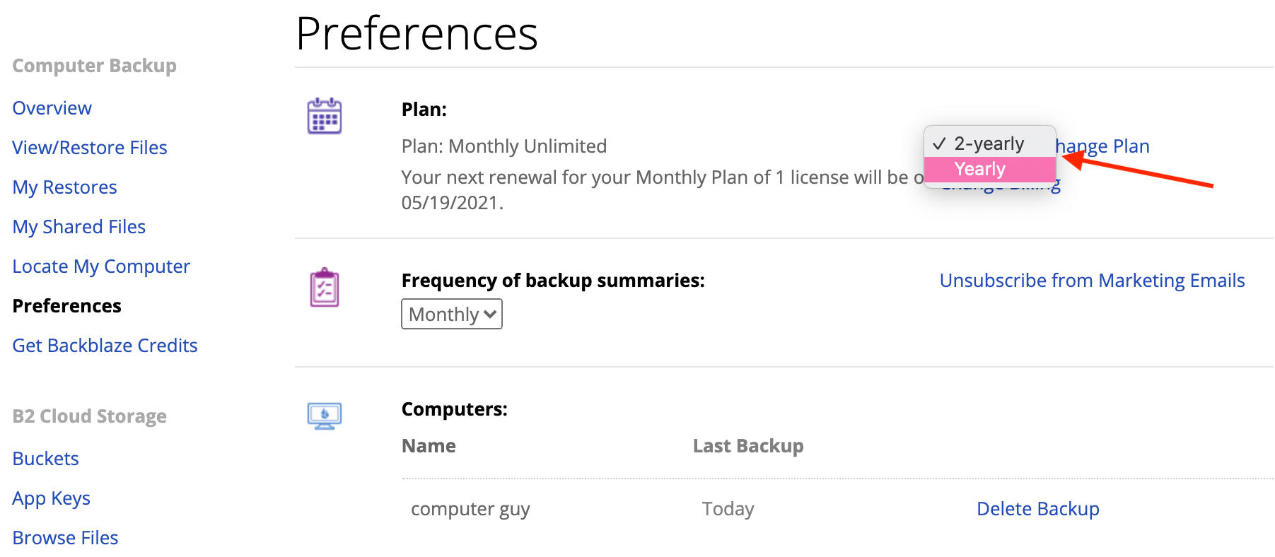 backblaze subscription personal backup