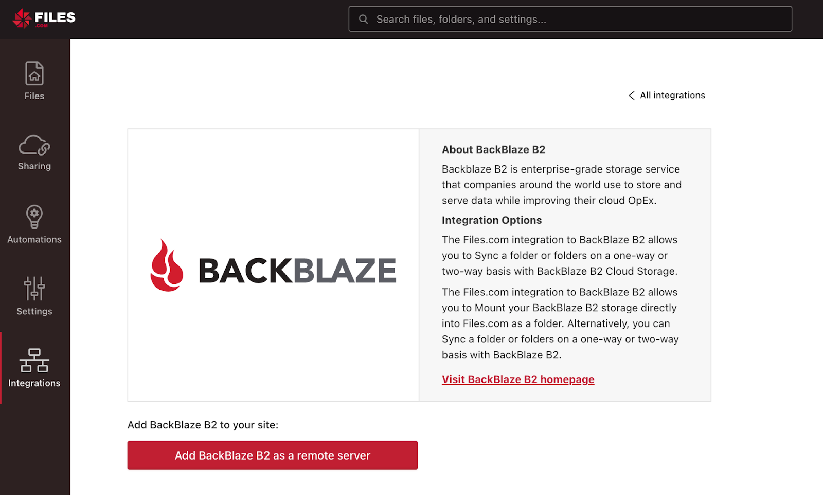 Quickstart Guide For Files.com And Backblaze B2 Cloud Storage ...