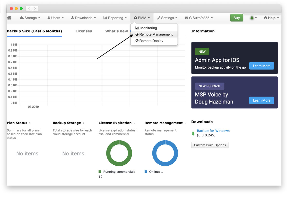 cloudberry backup service remote management