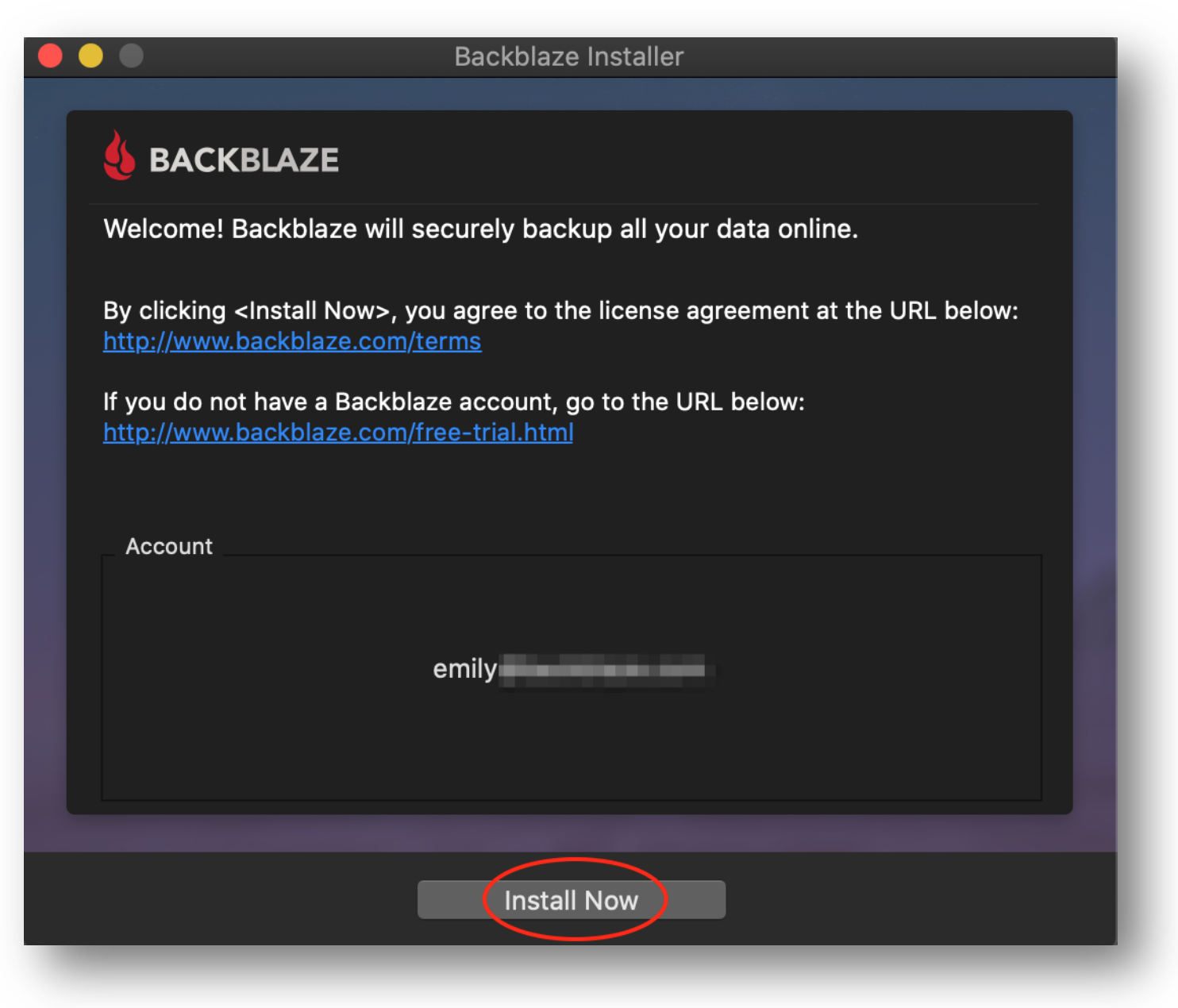 backblaze install mac