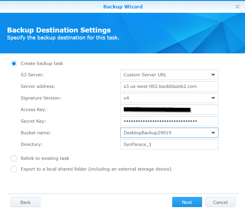 backblaze personal backup synology