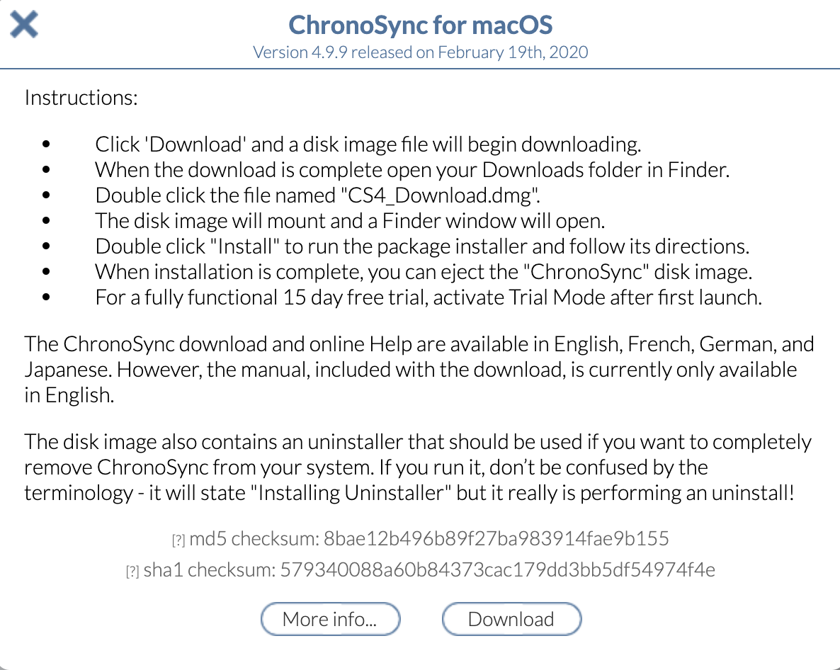 chronosync help