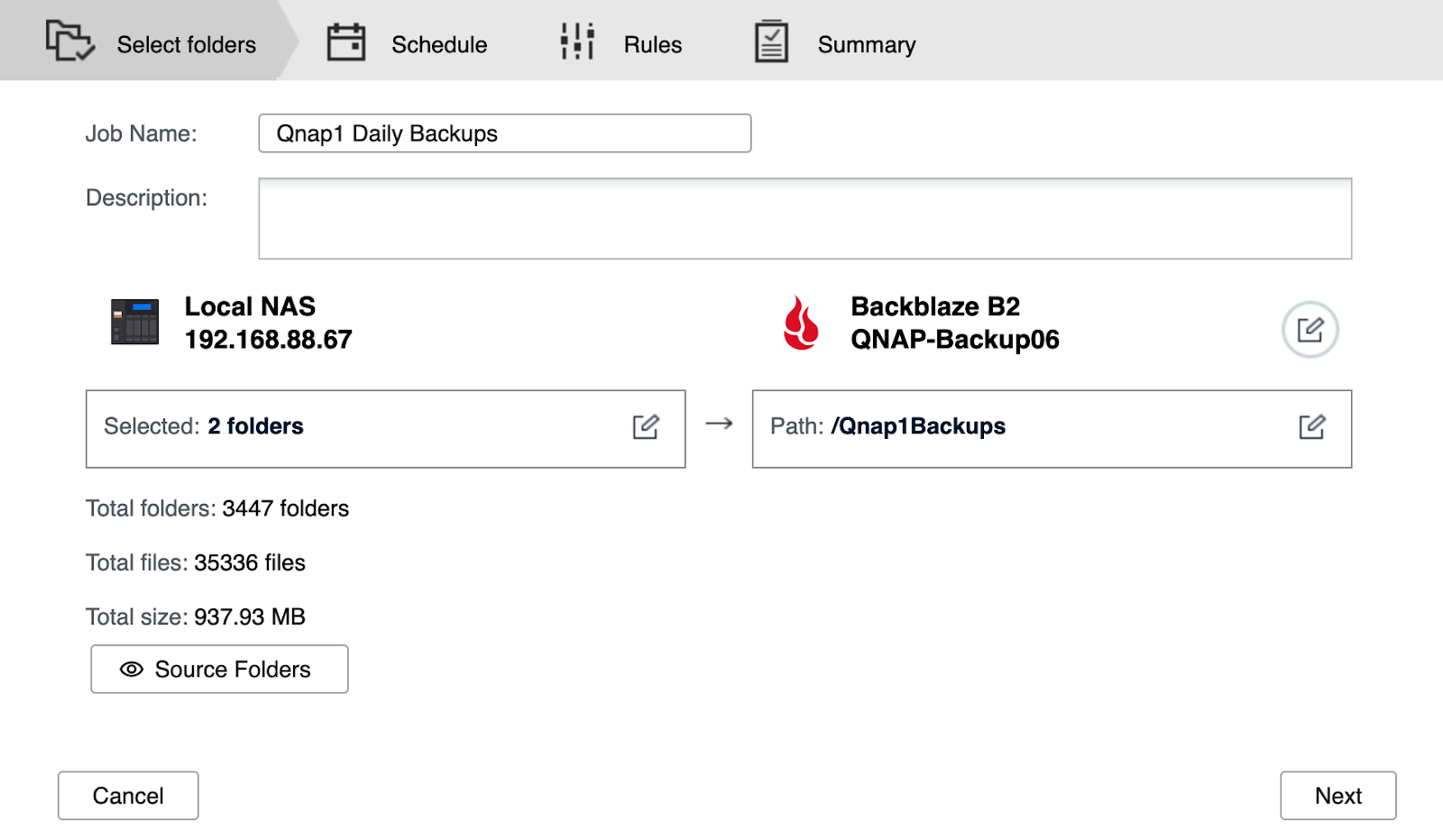 qnap backup to backblaze