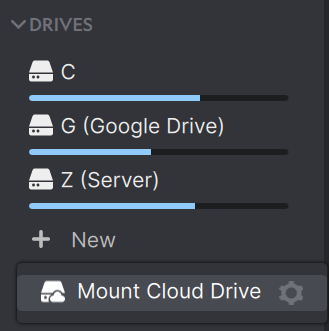 Mounting a cloud drive in Anchorpoint